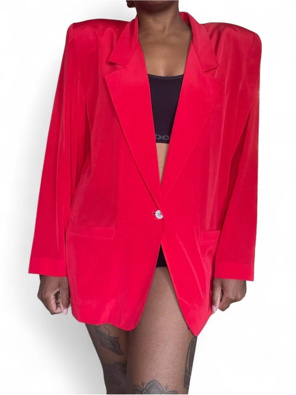Vintage 80s Liz Claiborne Red Blazer Jacket Size 10 Office Retro Power Suit